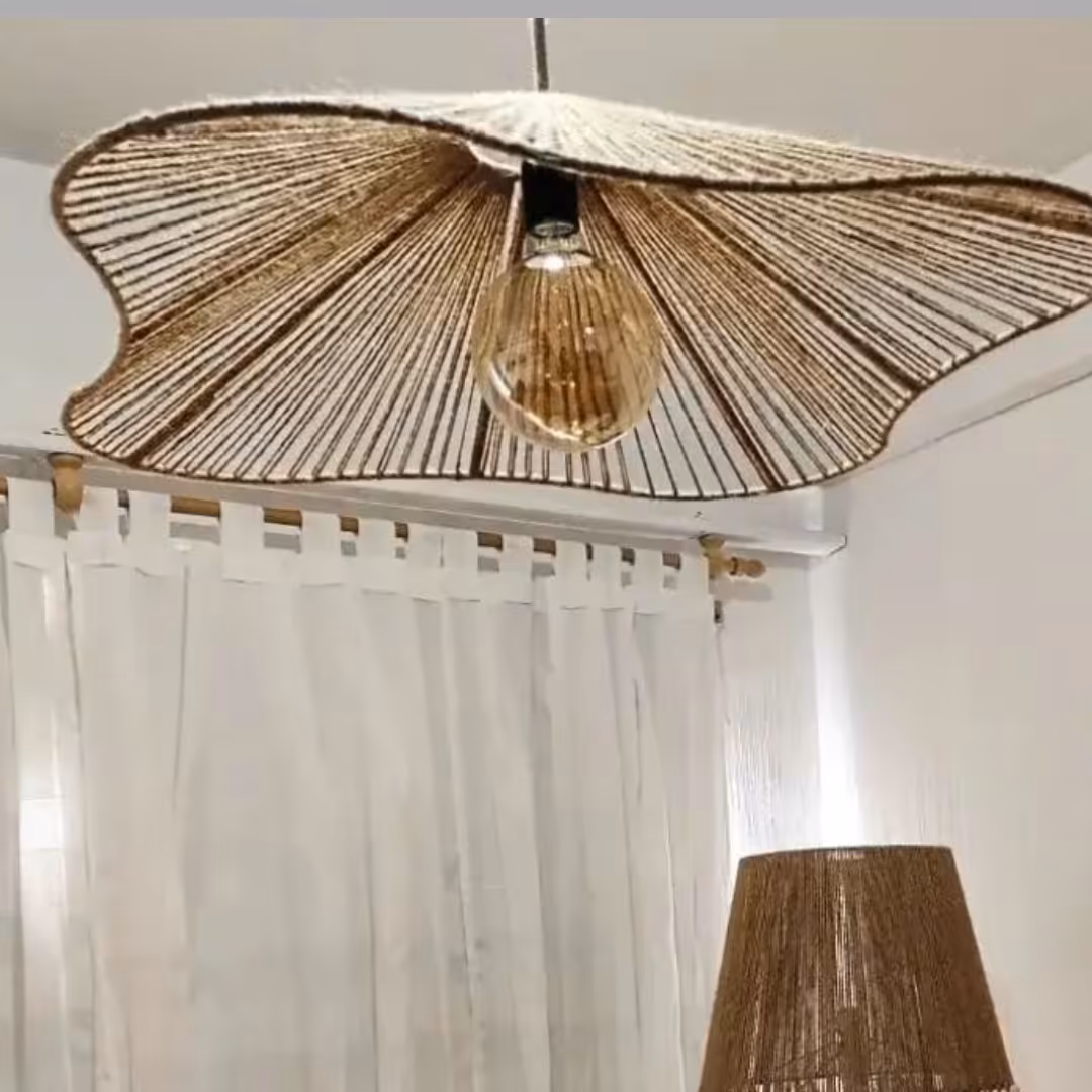 لوسترمدرن هندسی شیک قابل اجرا با کنف حصیررافیا مکرومه