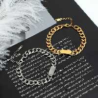 دستبند استیل پلاک دار رنگ ثابت کارتیه Cartier