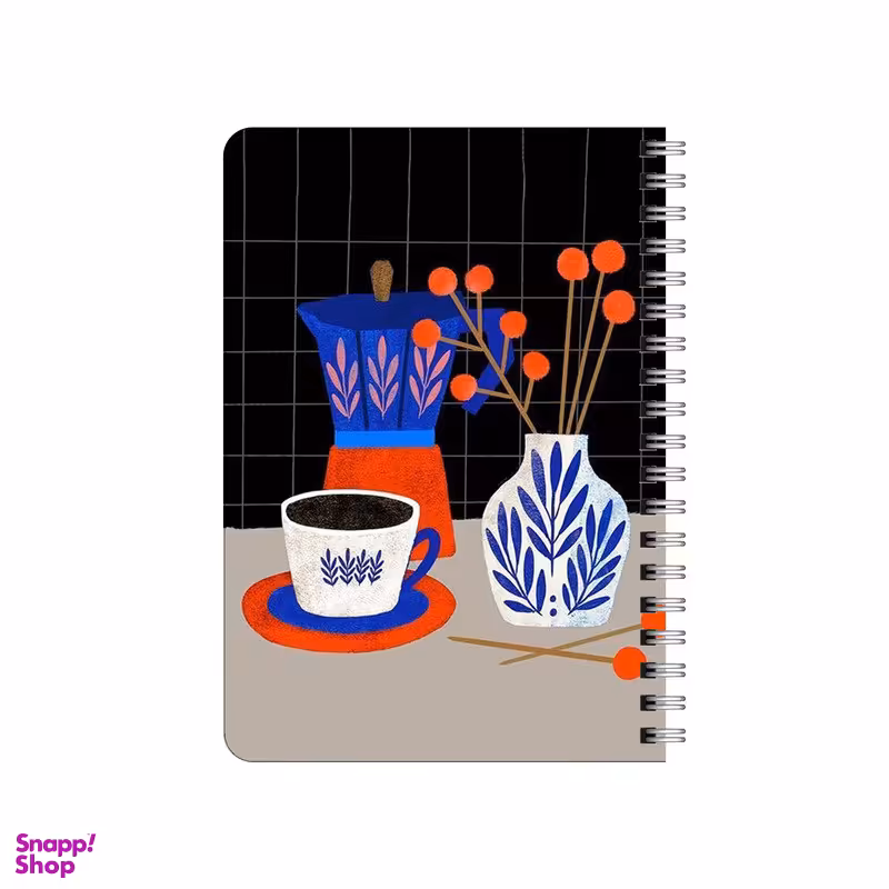 دفترچه یادداشت بامبیلیپ مدل چوبی طرح چیدمان مینی مال قهوه و موکاپات و گلدان کد 1546903