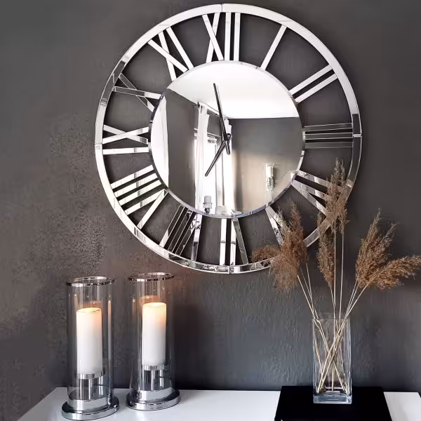 ساعت دیواری آینه فلزی فوق العاده زیبا کد ea34