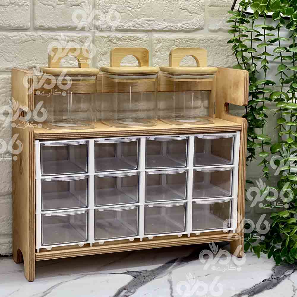 باکس ادویه چوبی پلای وود طبقه دار 12خانه