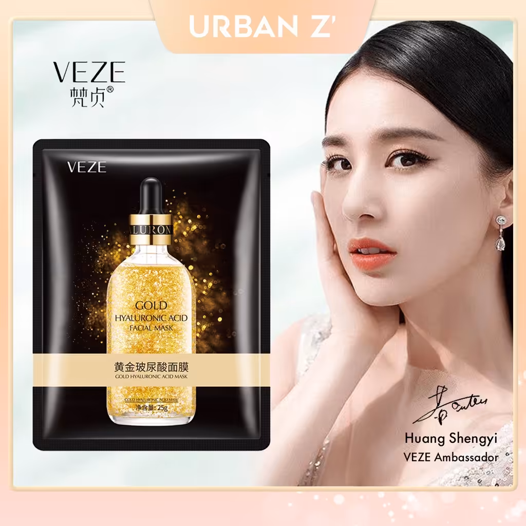 ماسک صورت ورقه ای طلا وزه Veze ضدپیری، کلاژن ساز و درخشان کننده برای انواع پوست 