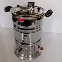 سماور گازی استیل دارای تنوره دارای جای قوری شش لیتر