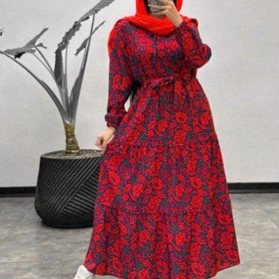 پیراهن روزمره زنانه نخی مدل پیراهن جنس لنین اسلپ چاپی ماهرخ (ویژه یلدا)