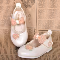 کفش تخت نوزاد نگار قلبی کد 3183 کرم