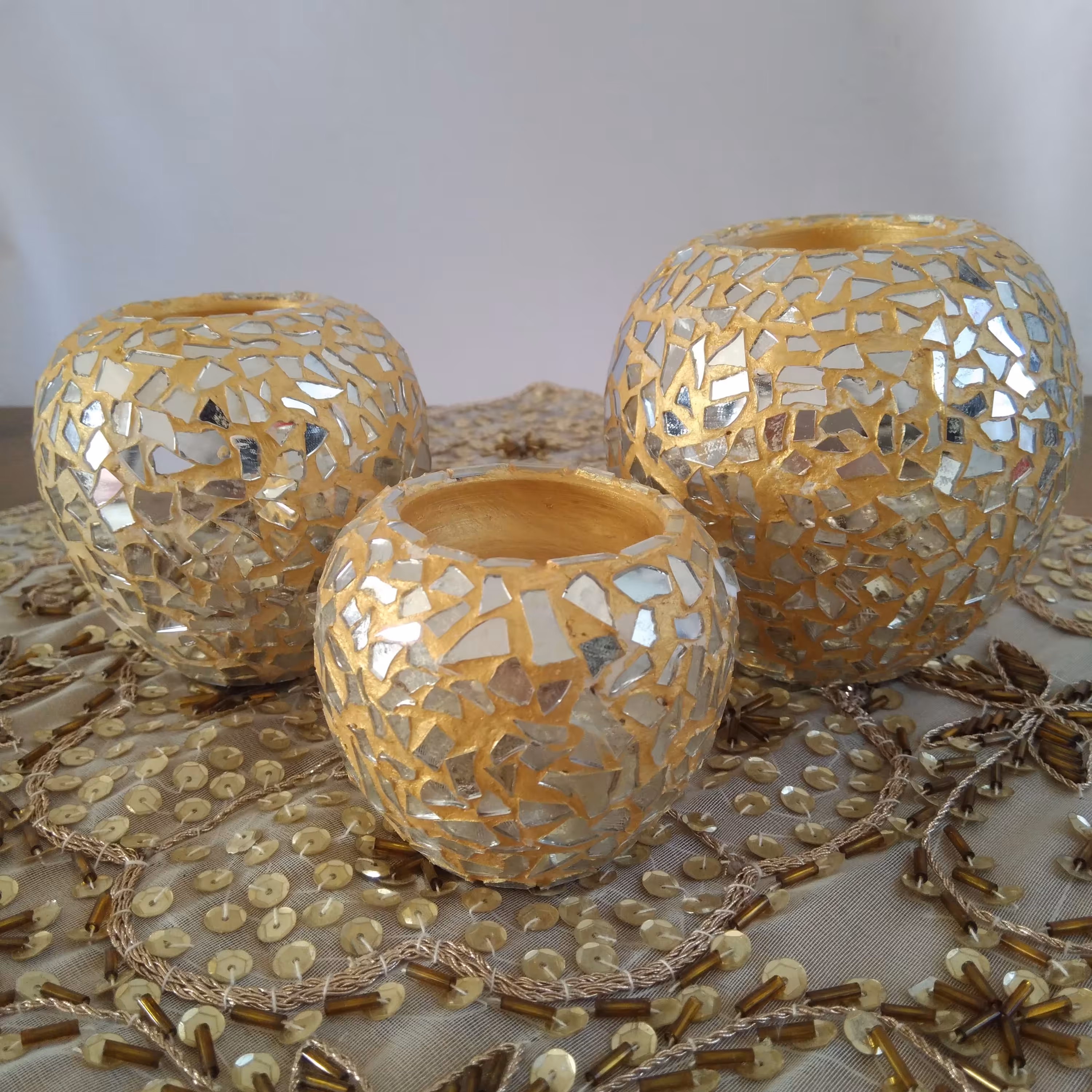 جای شمعی آیینه کاری سه تیکه