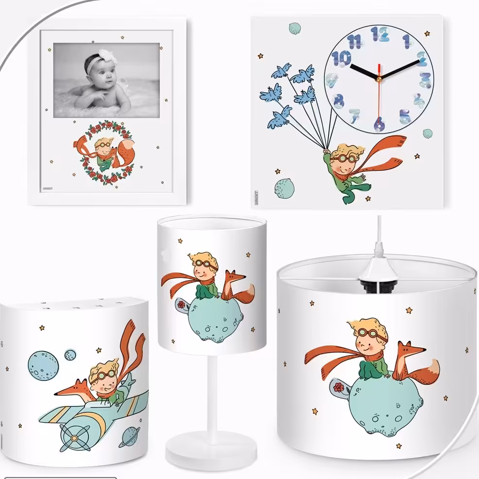 ست لوستر اتاق کودک طرح شازده کوچولو سفید کد 4430