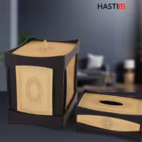 سطل وجادستمال کاغذی  شیک ورساچه کارتن 6عددی رنگ طرح چوب رنگ جور سفید  قهوه ای مشکی ارسال باتیپاکس هزینه بامشتری درب منزل