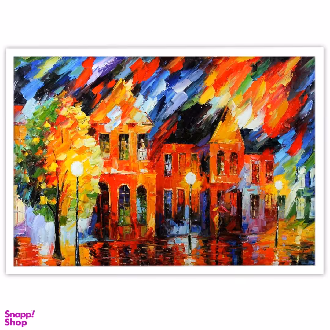 تابلو بکلیت طرح نقاشی رنگ روغن منظره شهری مدل W-11254