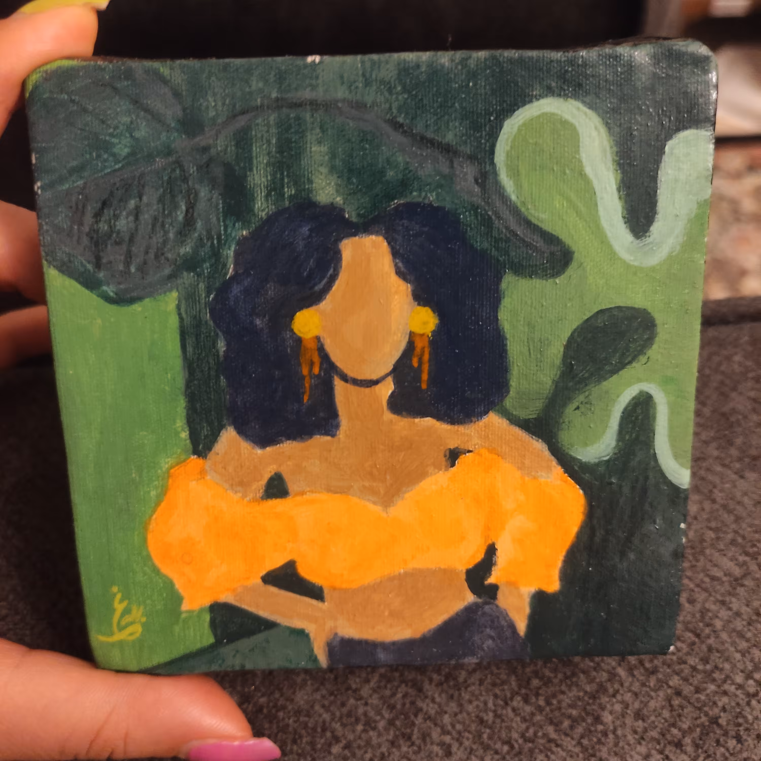 تابلو نقاشی دختر پرتقالی