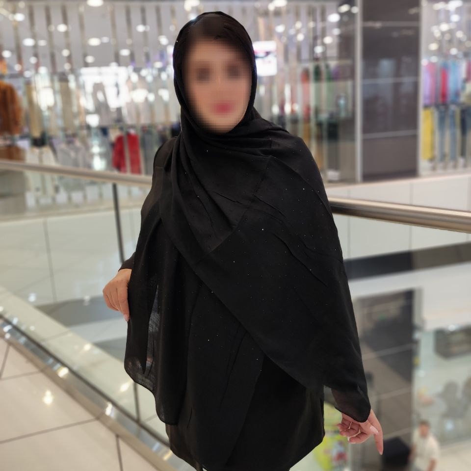 شال مشکی نخی اسلپ نگین مشکی