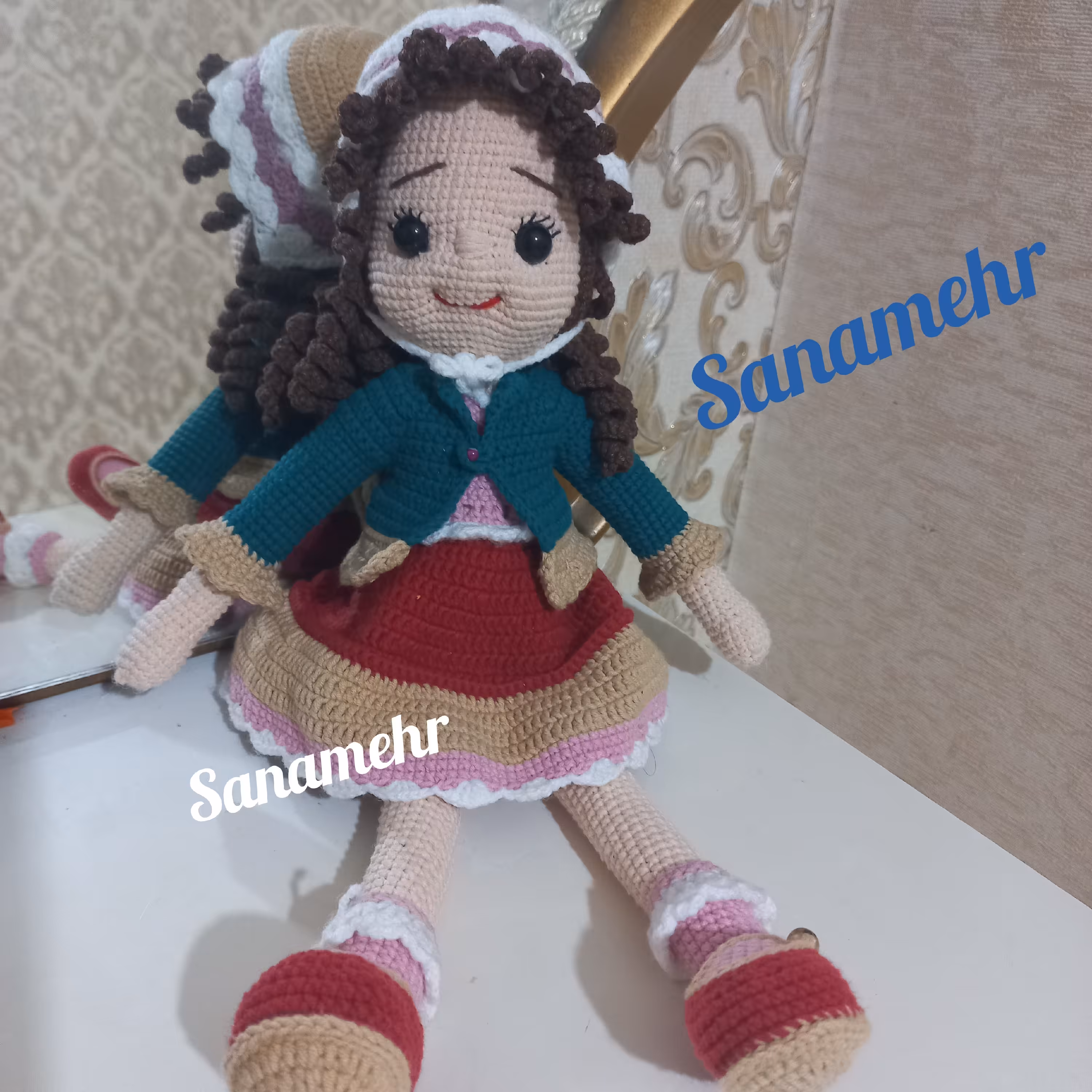 عروسک دختر بافته شده باکاموا ترک و پرشده باالیاف مرغوب  وایمن  قابل شستشو