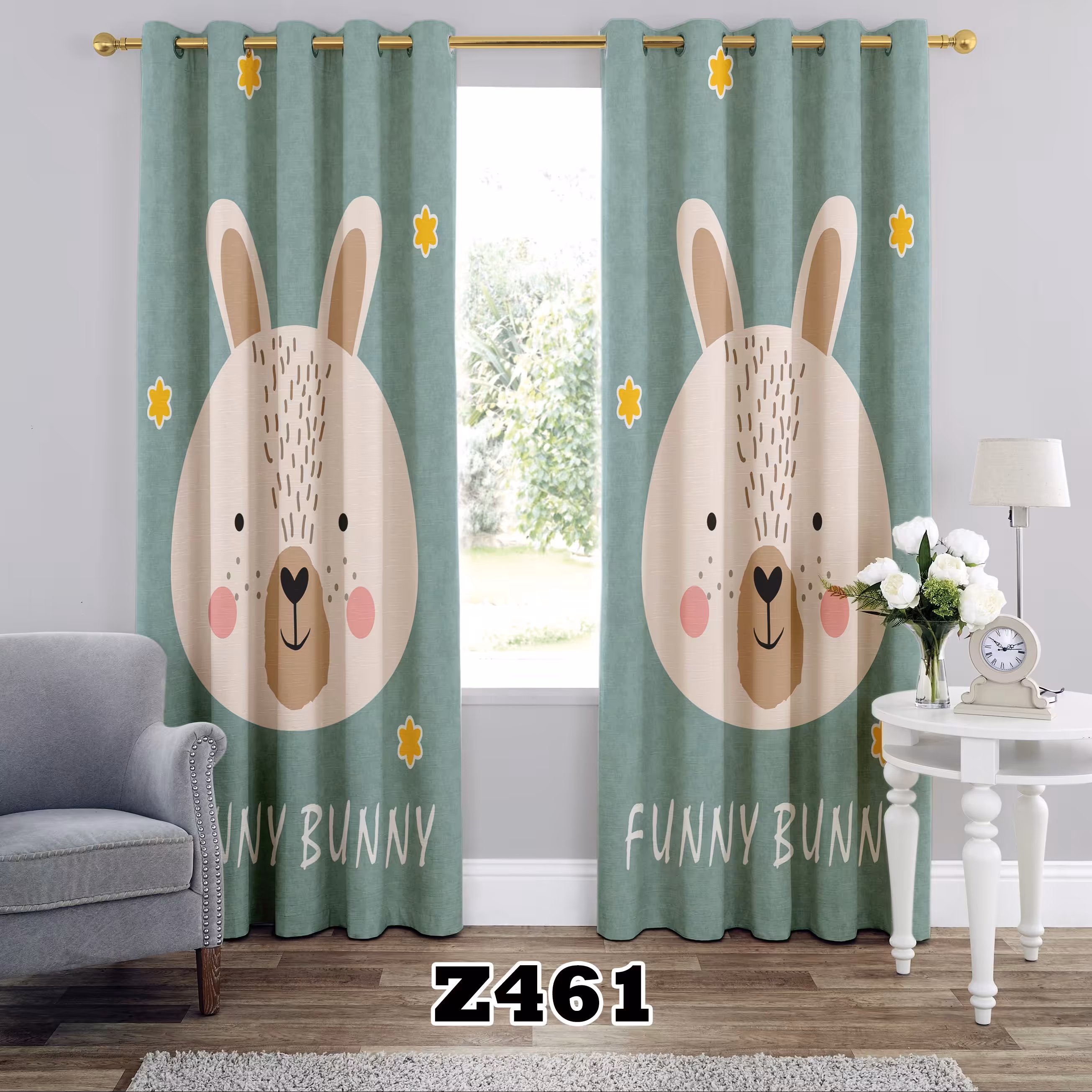 پرده اتاق خواب طرح دخترانه کد Z461 تک قواره ارتفاع 300 عرض 140 سانت