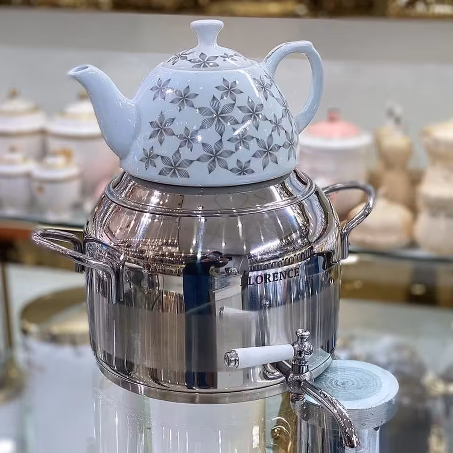 کتری قوری شیردار 
طرح ترک 
استیل ضخیم 
کتری استیل قوری سرامیک