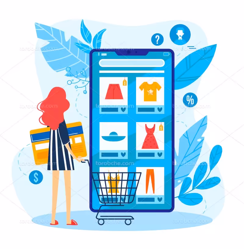 فایل وکتور خرید آنلاین رنگی | گرافیک با طعم تربچه