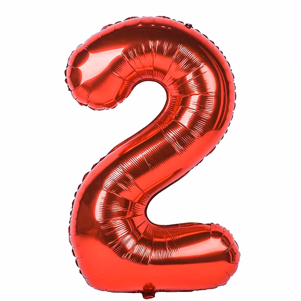 بادکنک فویلی عدد 2 قرمز سایز 32 اینچ