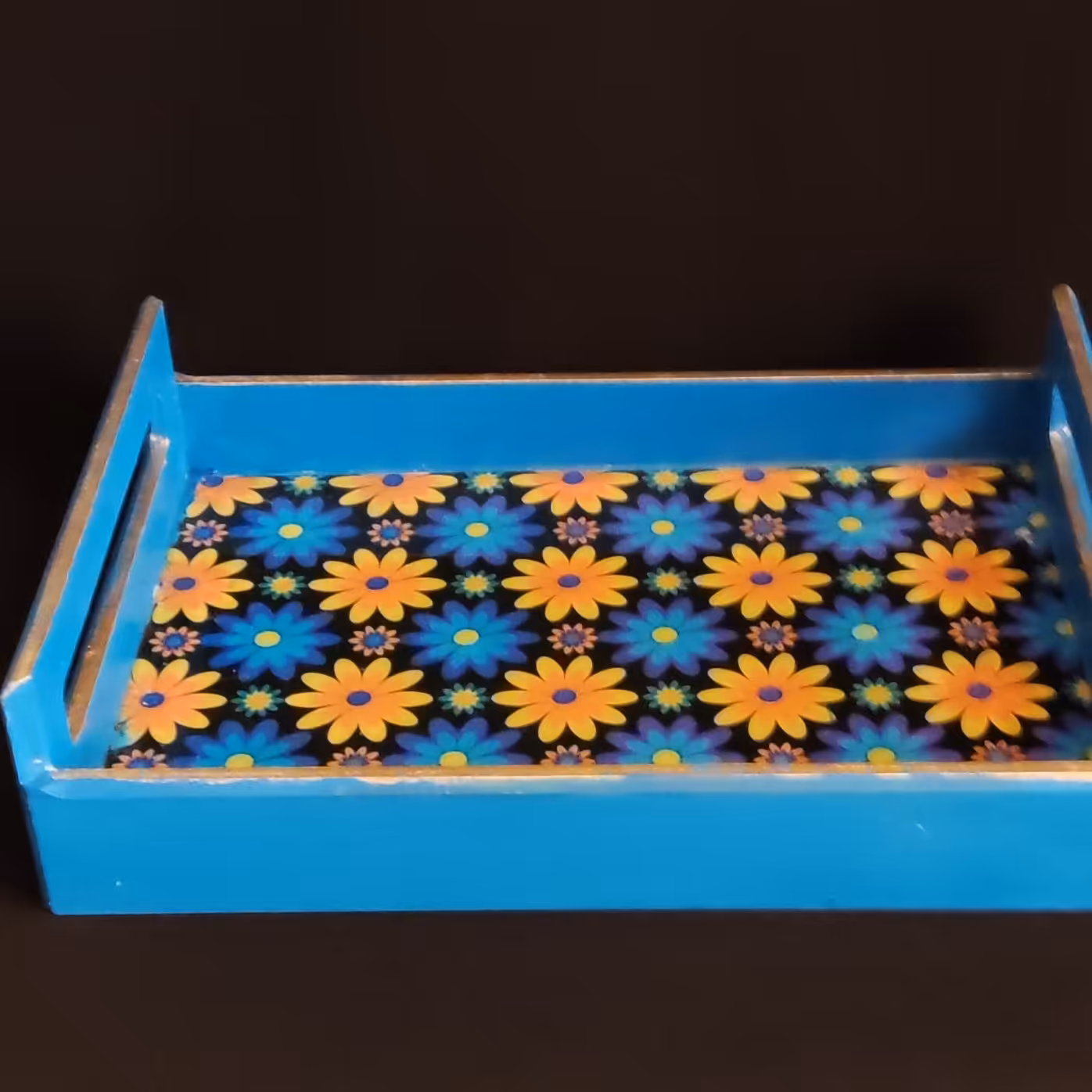 سینی دکوراتیو و پذیرایی دکوپاژ کف رزین وزن 500 گرم اندازه30در20