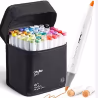 پک 48 تایی ماژیک اورجینال Ohuhu به همراه 1 عدد ماژیک بلندر طراحی و راندو