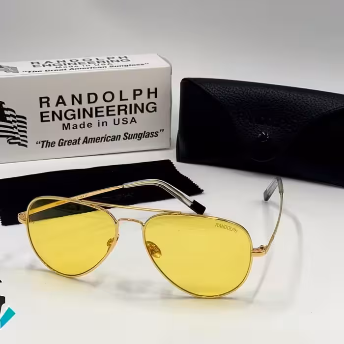 عینک افتابی برند راندولف مدل خلبانی دید درشب مخصوص رانندگی  عدسی ضد خش شیشه سنگ Uv400 اسپرت مناسب خانم ها و اقایوون 