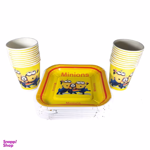 پیش دستی و لیوان یکبار مصرف طرح مینیون ها مجموعه 20 عددی