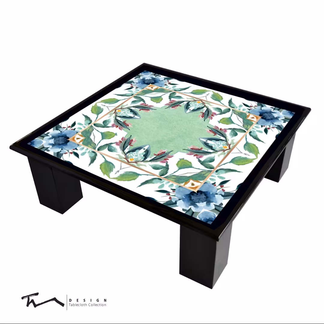 رومیزی طرح بهاررنگ- مربع 65در 65سانتیمتر - مخمل پورش -  آستر مخمل - کیفیت عالی