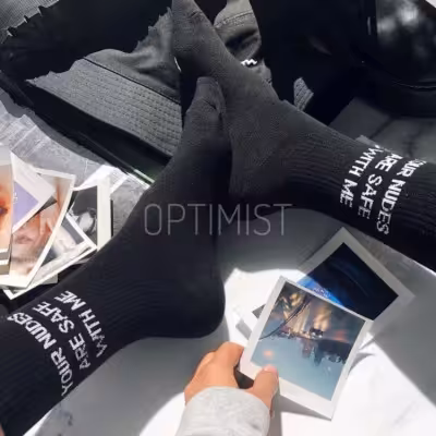 جوراب ساقدار your nues are safe with me نخ پنبه فری سایز