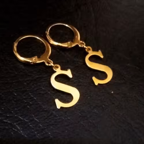 گوشواره حروف فول استیل رنگ ثابت،ضدحساسیت