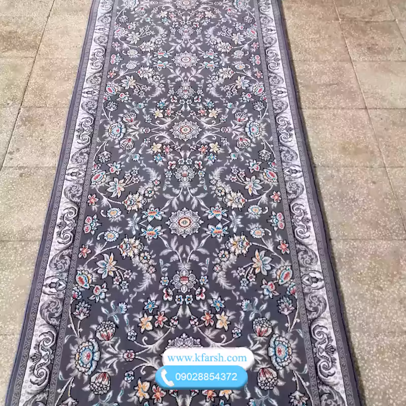 فرش کناره طوسی طرح افشان اوستا