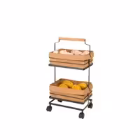 جا سیب زمینی و پیاز فلزی 2 طبقه دسته چوبی لیمون (کد2323)