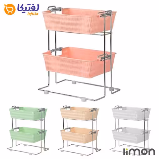 سبد پیاز سیب زمینی 2 طبقه مستطیل طرح بامبو لیمون 1858