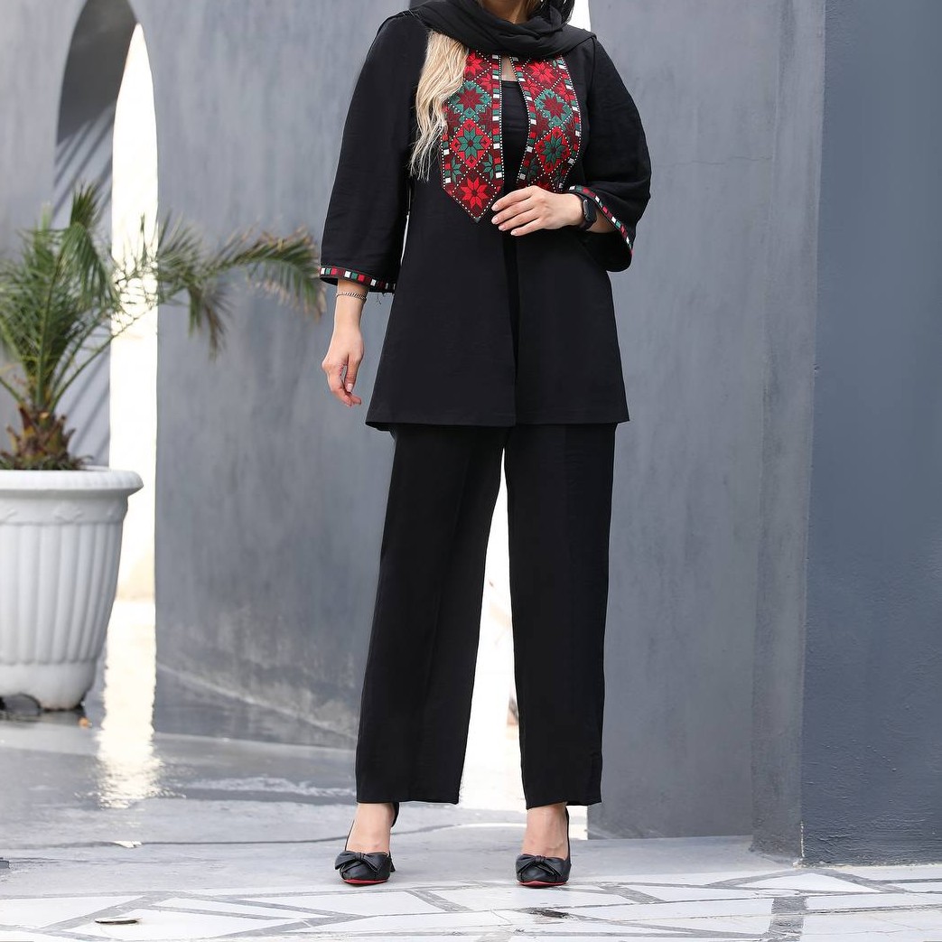 مانتو و شلوار زنانه جنس کرسپو درجه یک خرجکار سنتی هندی