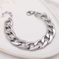 دستبند کارتیر پهن تخت سایز2.5 سیلور