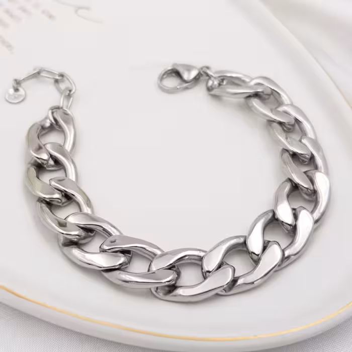 دستبند کارتیر پهن تخت سایز2.5 سیلور