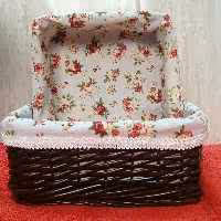 سبد جانونی چهارگوش مربع قهوه ای پارچه دار