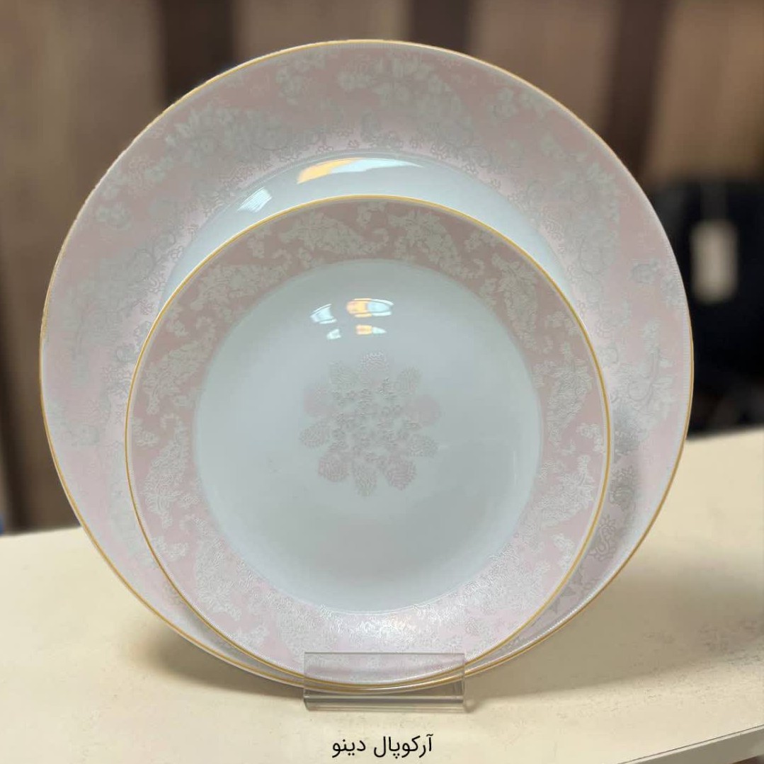 سرویس آرکوپال 26 پارچه دینو قالب گرد طرح کاستلو صورتی