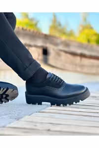 کفش های کژوال مشکی مردانه 3279 روزمره چرمی سیاه ByItallanoshoes