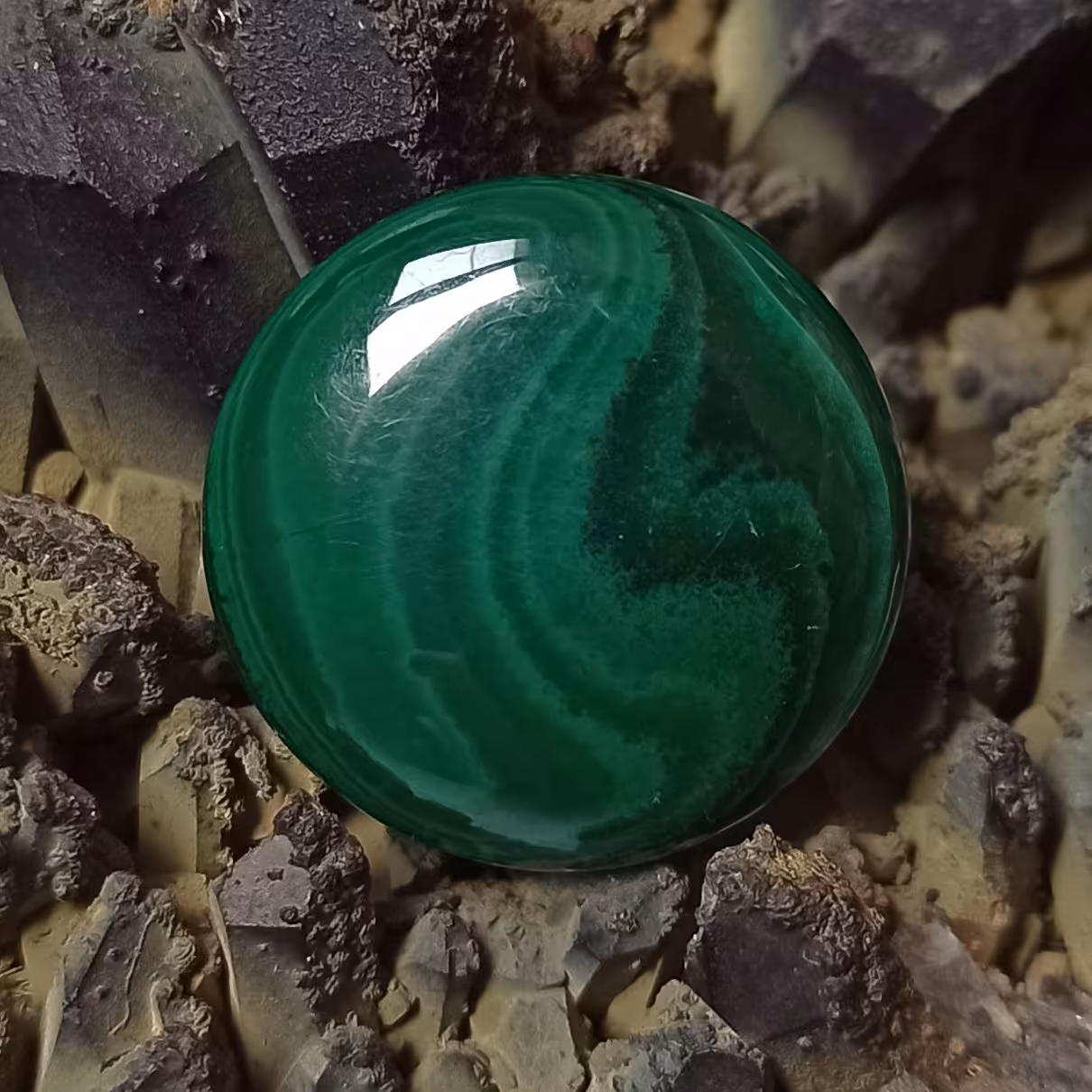 نگین سنگ مالاکیت نواری کنگو کد 517