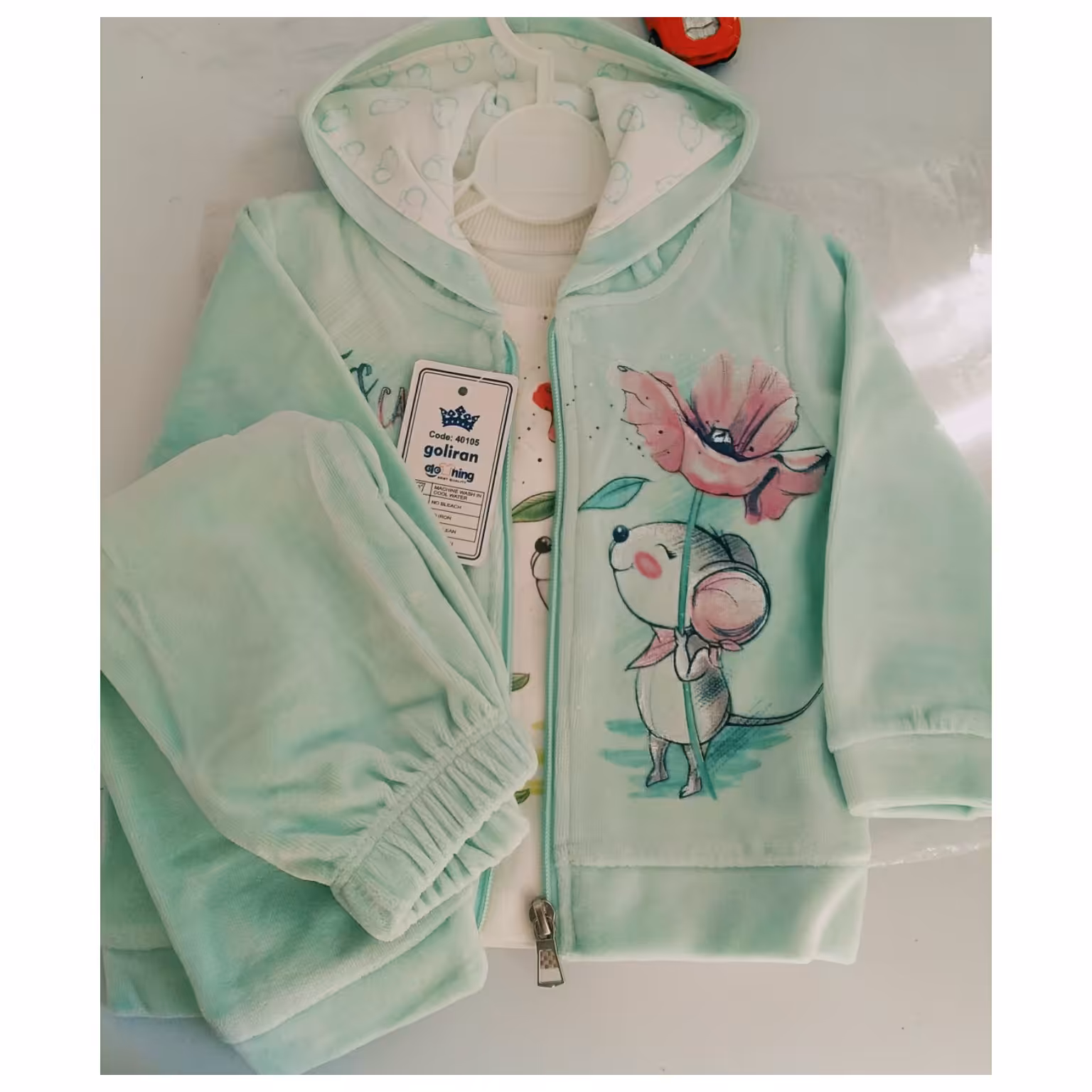 سوییشرت و شلوار مخمل نوزادی 