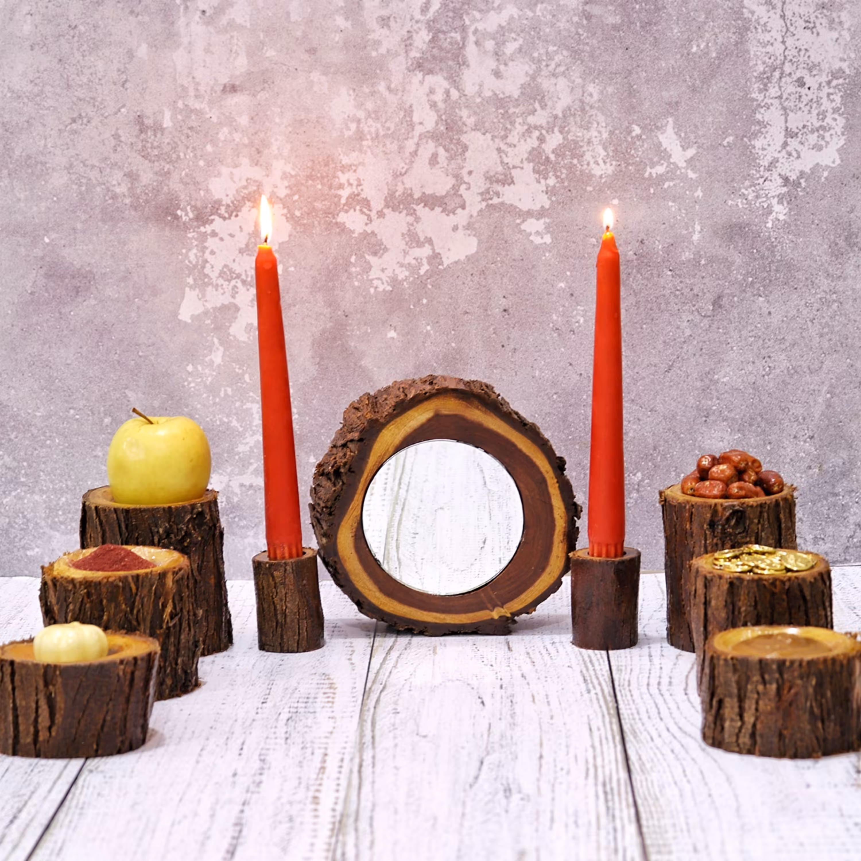 هفت سین چوبی روستیک اقتصادی 9 تکه (دو منظوره) 