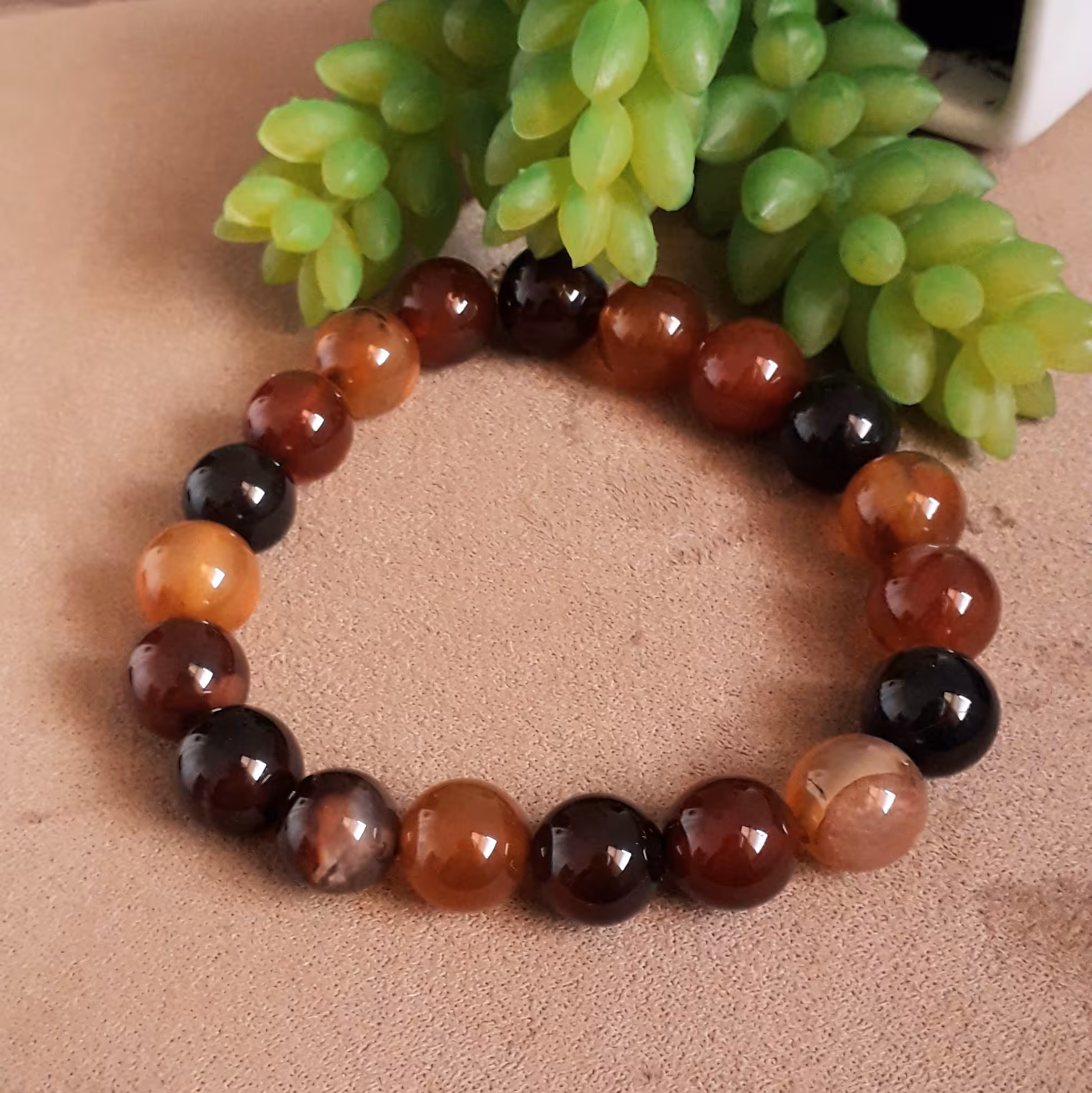 دستبند زیبا و بینظیر سنگی عقیق سلیمانی،قابل سفارش بصورت ست