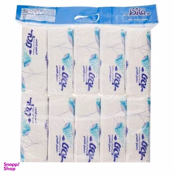 دستمال کاغذی 100 برگ بی تا مدل 0102 بسته 10 عددی