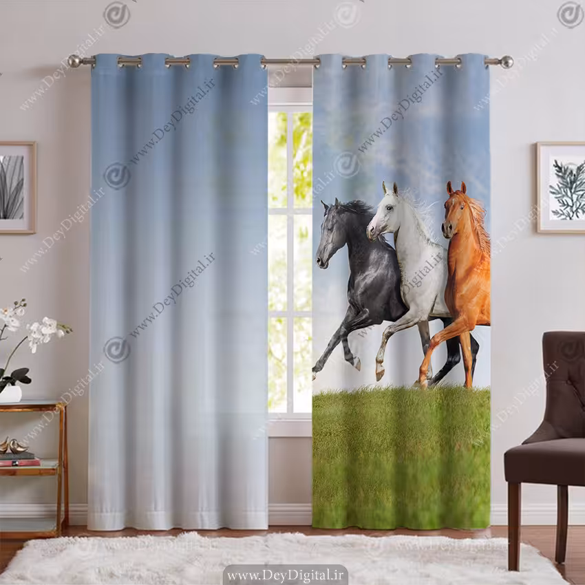 پرده تصویری طرح اسب های وحشی در دشت PK-5817