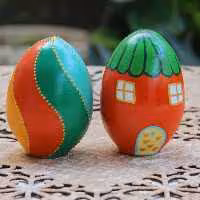 تخم مرغ رنگی برای سفره هفت سین و دکور،کارشده با رنگ اکرولیک وستا