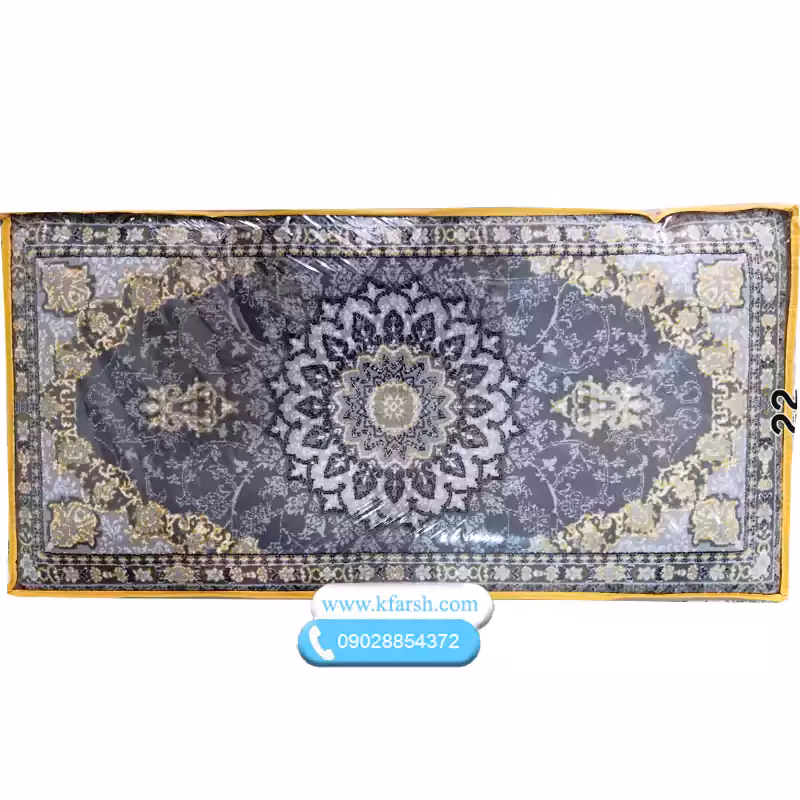 پشتی فرش ماشینی 700شانه طوسی طلاکوب کد22