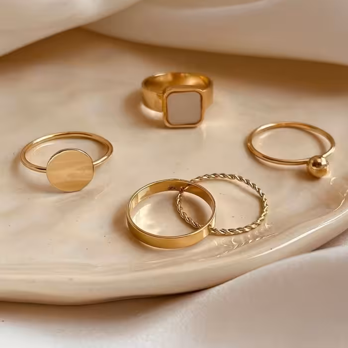 پک انگشتر 5تایی سنگ سفید