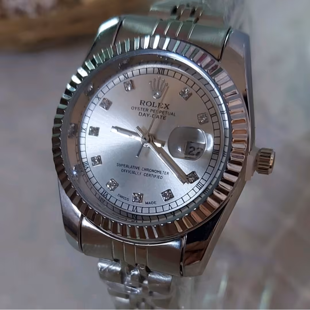 ساعت مردانه رولکس نقره ای صفحه نقره ای 