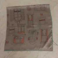 روسری کرم طلایی طوسی توسی ساتن قواره دار بزرگ مجلسی 