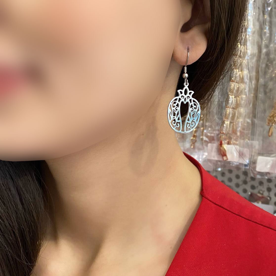 گوشواره استیل طرح انار اسلیمی 1126