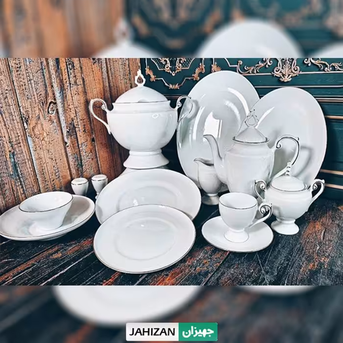 سرویس چینی 50پارچه لورین قالب کوئین طرح خط طلا (اقتصادی)