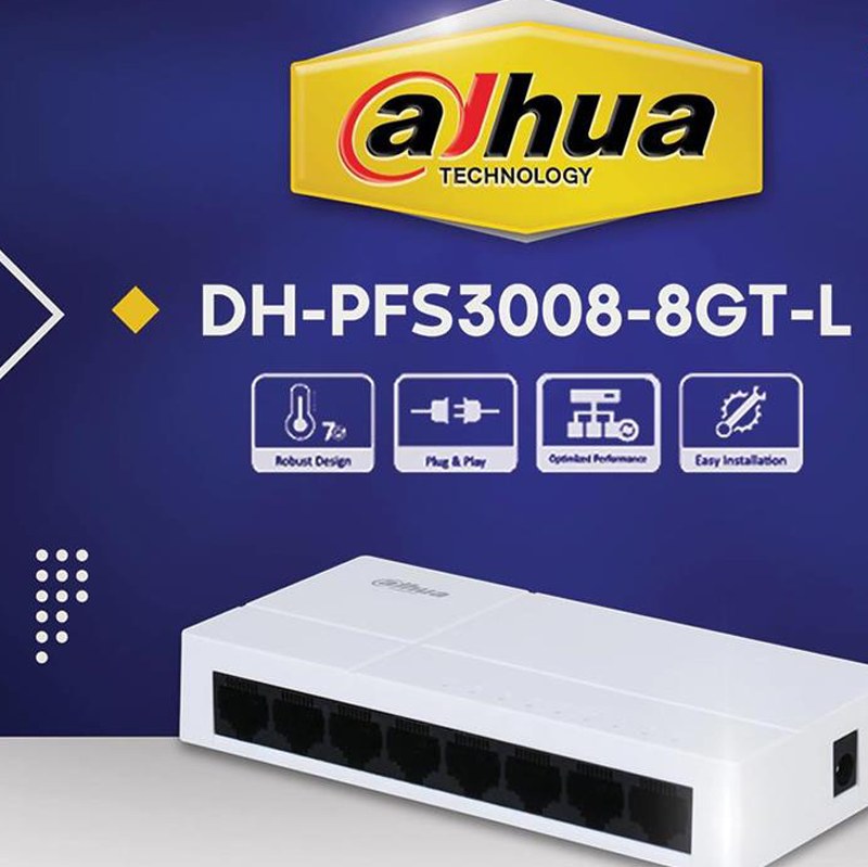 سوئیچ شبکه 8 پورت داهوا مدل DH-PFS3008-8ET-L